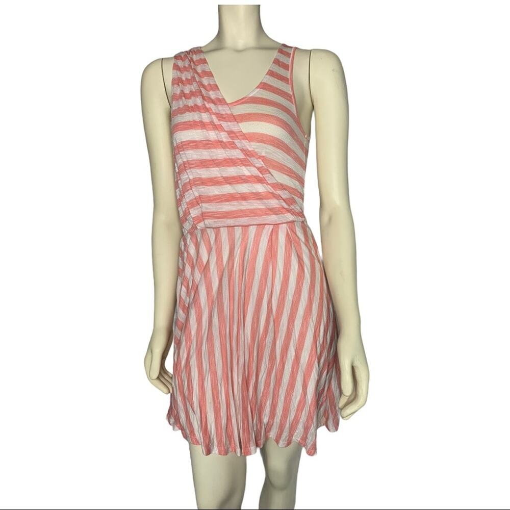 Ella Moss Barney’s NY Pink White Striped Dress Sleeveless A-Line Draped Small